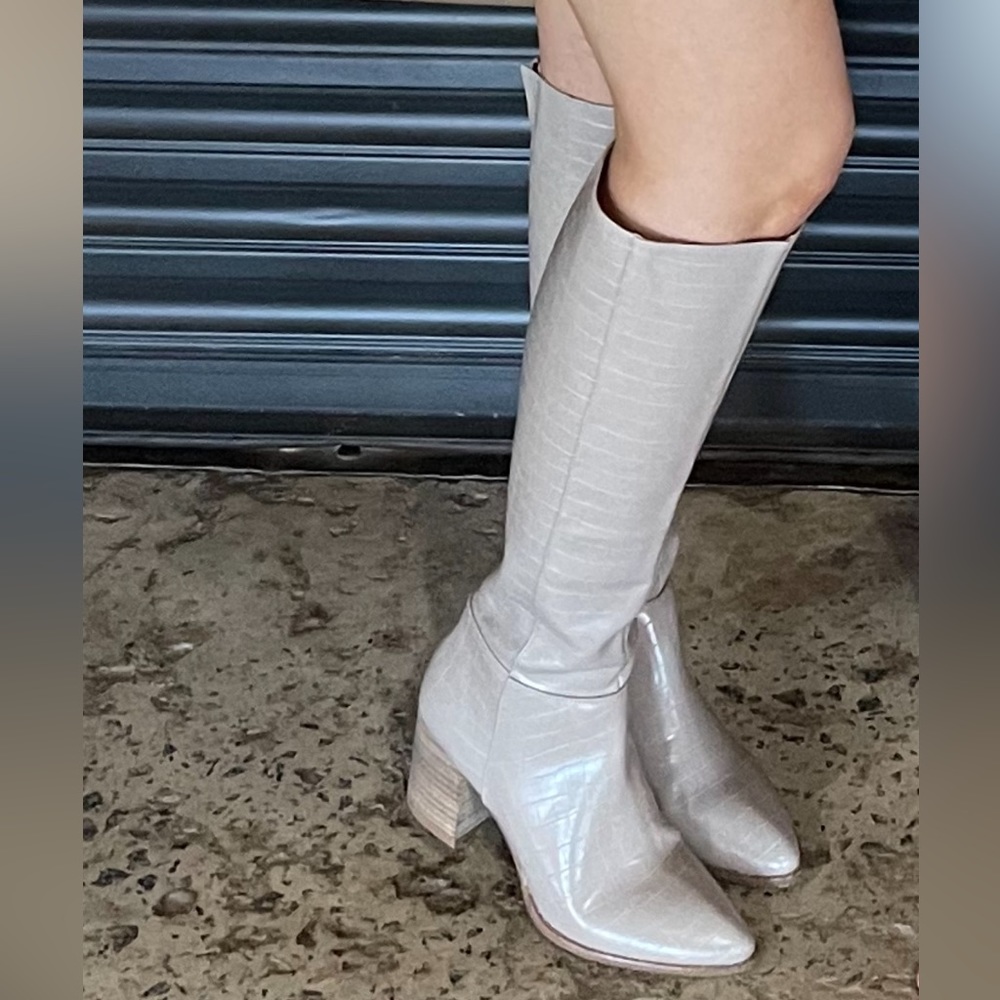 Dolce Vita Tall Taupe Croc Boots